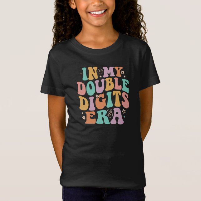 In My Double Digits Era Retro 10 Year Old Girl T-Shirt (Front)