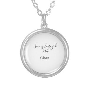 In my engaged era add name date engagement silver plated necklace
