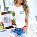 In My Engaged Era Engagement Gift Custom Fiance T-Shirt<br><div class="desc">Introducing our "In My Engaged Era" Custom Fiance Hoodie – the perfect blend of style and sentiment for the bride-to-be. This trendy hoodie is a personalized engagement gift that goes beyond the ordinary, featuring cool wavy retro text and a custom touch for the future Mrs. The dusty blue navy color...</div>