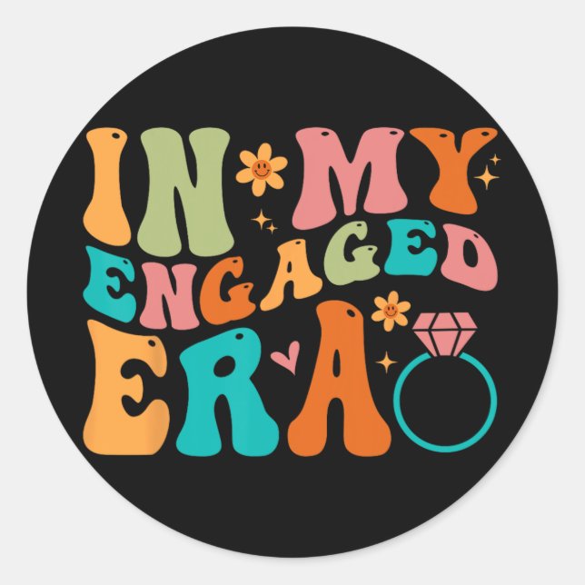 In My Engaged Era Fiance Engagement Future Bride M Classic Round Sticker (Front)
