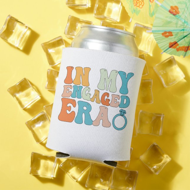In My Engaged Era Groovy Retro Can Cooler (In Situ Summer)