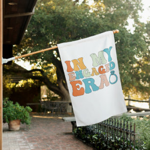 In My Engaged Era Groovy Retro House Flag