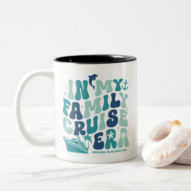 In My Family Cruise Era Custom Group Matching Trip Two-Tone Coffee Mug (With Donut)