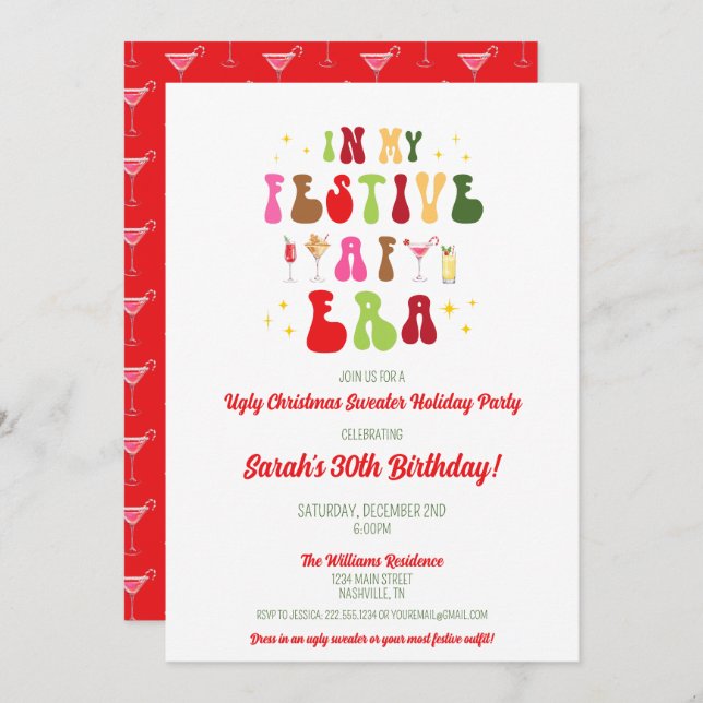 In My Festive AF Era Sassy Christmas 30th Birthday Invitation (Front/Back)