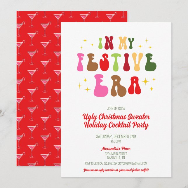 In My Festive AF Era Sassy Christmas Ugly Sweater Invitation (Front/Back)