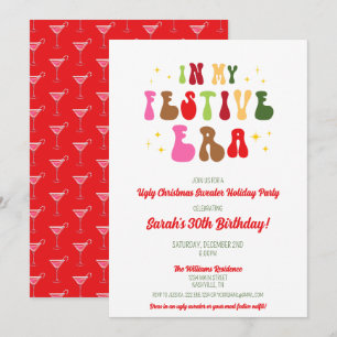 In My Festive Era Trendy Christmas 30th Birthday Invitation