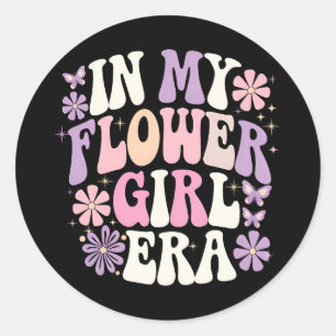 In My Flower Girl Era Retro Groovy Flower Classic Round Sticker