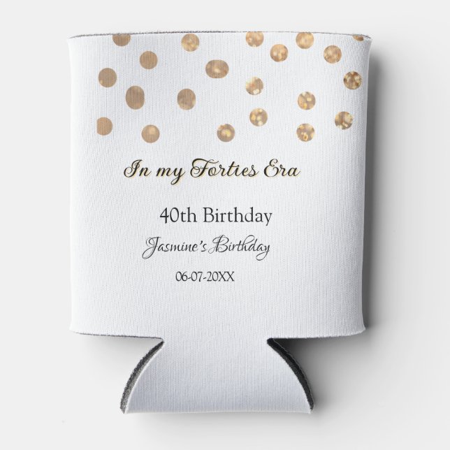 In my Forties era golden dots happy birthday  Can Cooler (Front)