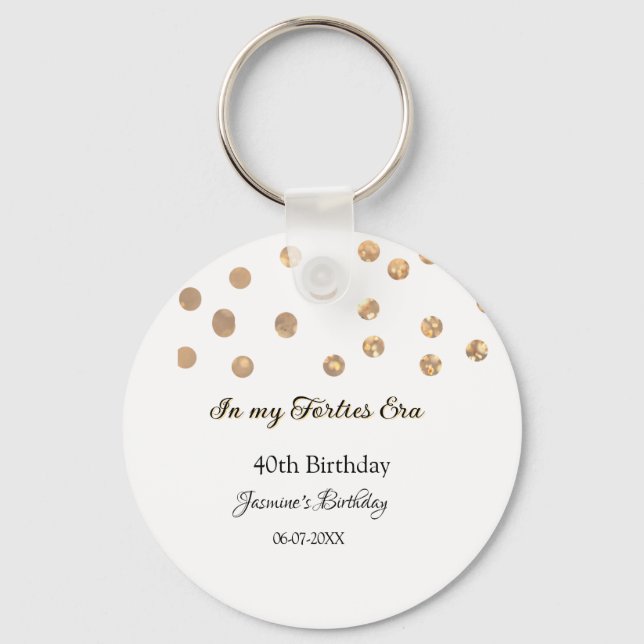 In my Forties era golden dots happy birthday  Keychain (Front)