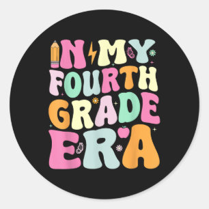 In My Fourth Grade Era Groovy Back To School Teach Classic Round Sticker