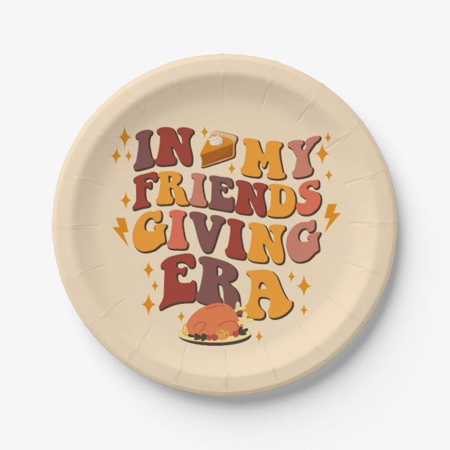 In My Friendsgiving Era Retro Paper Plates (Front)
