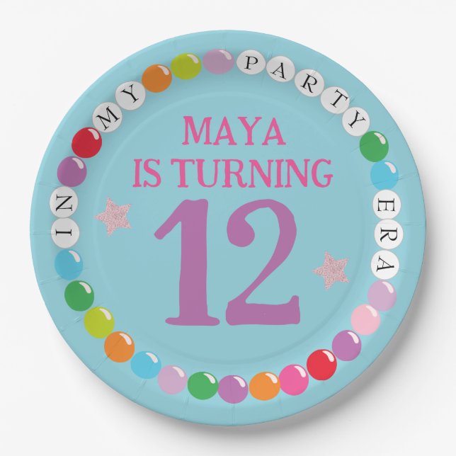 In My Friendship Bracelet Era Birthday Party Paper Plates (Front)