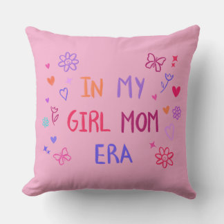  in my girl mom era CRAYON  Throw Pillow