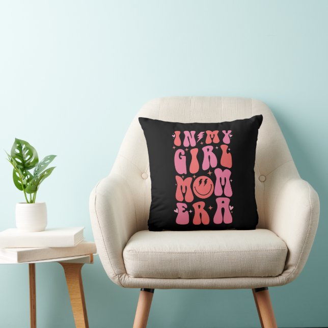 In My Girl Mom Era Retro Groovy Mother's Day  Throw Pillow (Chair)