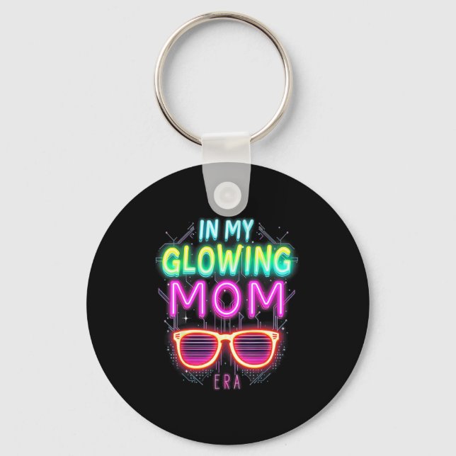 In My Glowing Mom Era Groovy Colorful Bright  Keychain (Front)