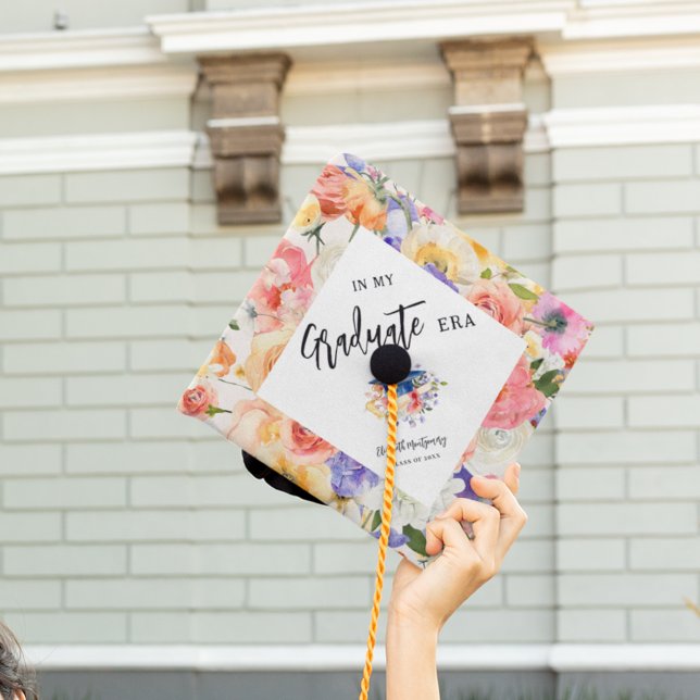 In My Graduate Era | Floral Monogram  Graduation Cap Topper (Creator Uploaded)