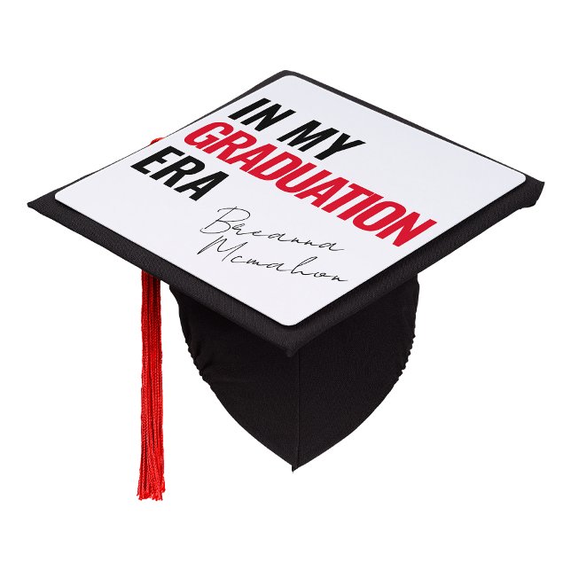 In My Graduation Era with Name - Red 22 Inspired Graduation Cap Topper (Creator Uploaded)