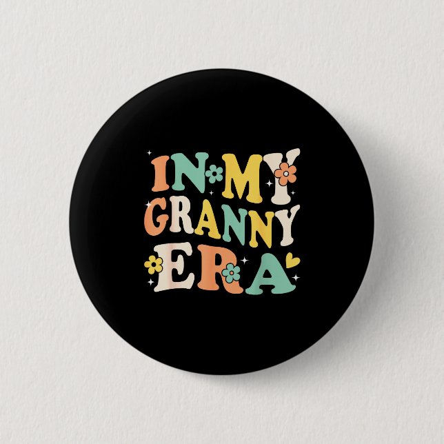 In My Granny Era Funny Sarcastic Groovy Retro Moth Button (Front)