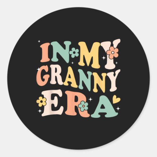 In My Granny Era Funny Sarcastic Groovy Retro Moth Classic Round Sticker