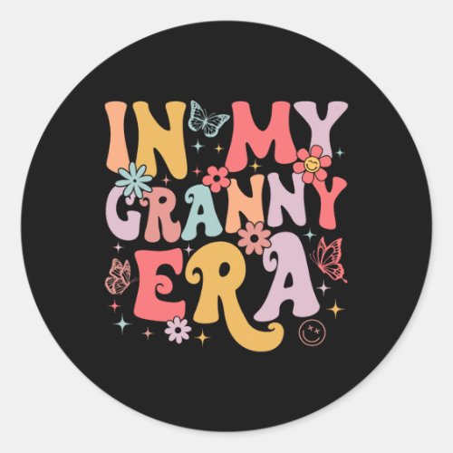 In My Granny Era Groovy Retro Mothers Day Butterfl Classic Round Sticker
