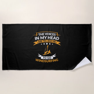 In My Head I Want To Go Windsurfing Beach Towel