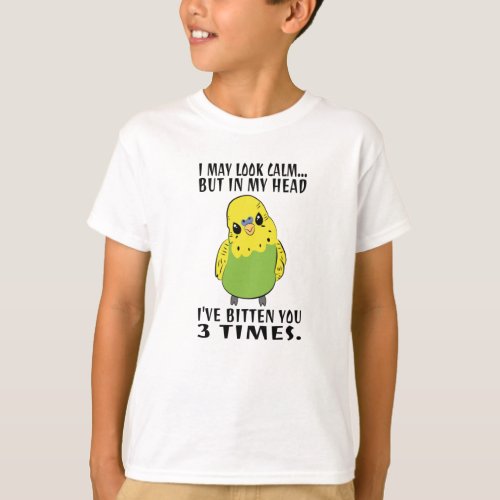 In My Head Ive Bitten You 3 Times  Green Budgie T_Shirt