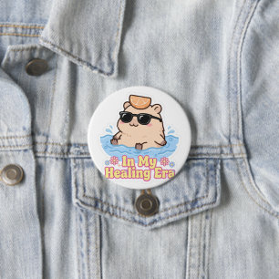 In My Healing Era Funny Capybara Button