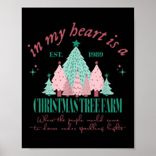 In My Heart Is A Christmas Xmas Tree Farm Vintage  Poster