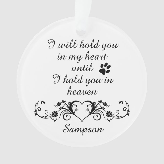 In My Heart Pet Remembrance Personalized Ornament (Front)