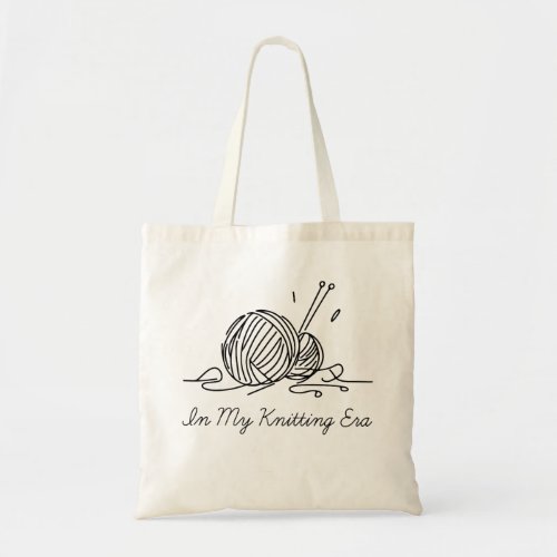 In my knitting era tote bag