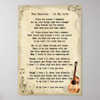 In My Life Song Lyric Vintage Wall Art Print