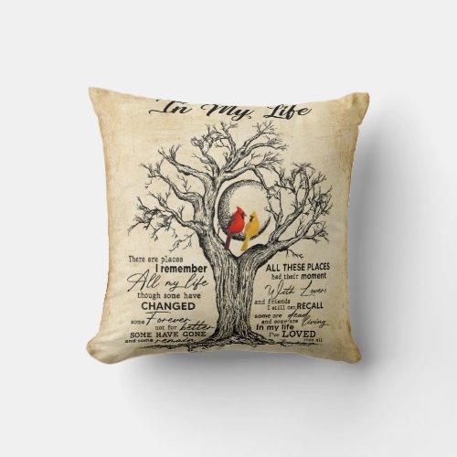 In My Life There Are Places I Remember Vintage Bla Throw Pillow