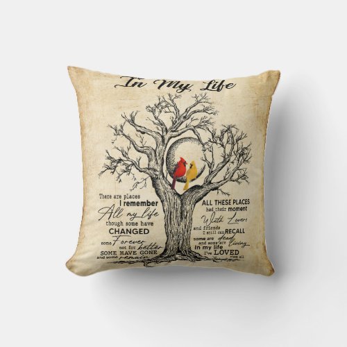 In My Life There Are Places I Remember Vintage Throw Pillow