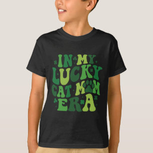 In My Lucky Cat Mom Era Groovy Irish Saint Patrick T-Shirt