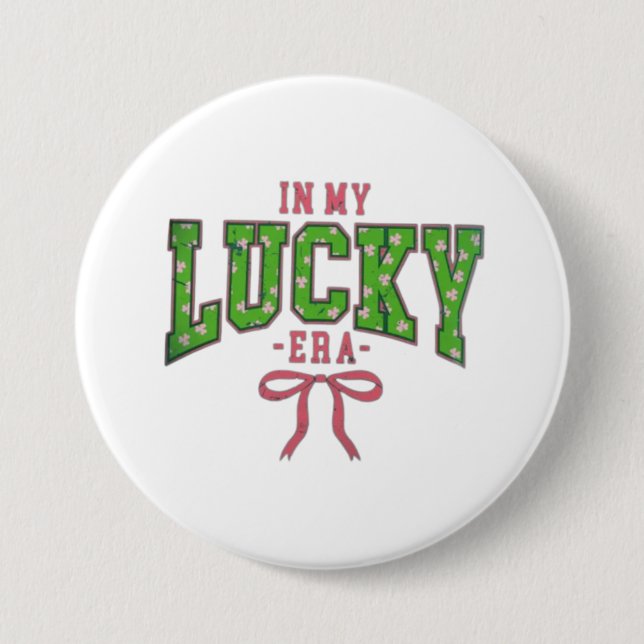 In My Lucky Era – Clover Bow Design Button (Front)