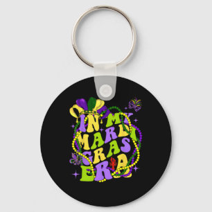 In My Mardi Gras Era Heart Fleur-de-lis Symbol Fes Keychain