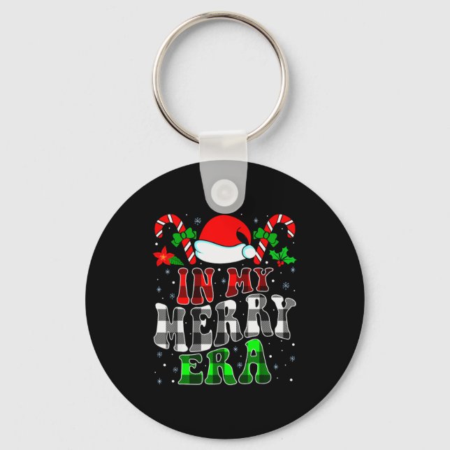 In My Merry Era Family Matching Cute Groovy Merry  Keychain (Front)