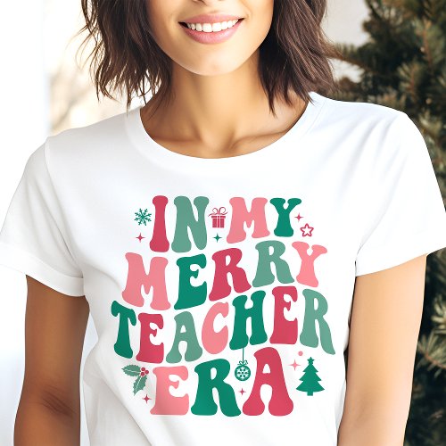 In My Merry Teacher Era Retro Christmas Tri-Blend Shirt