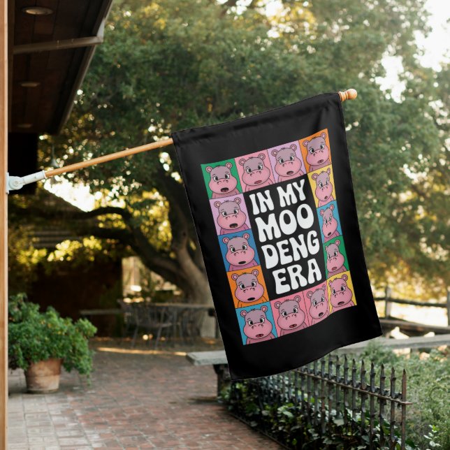 In My Moo Deng Era Moo Deng Hippo Lover House Flag (In SItu)