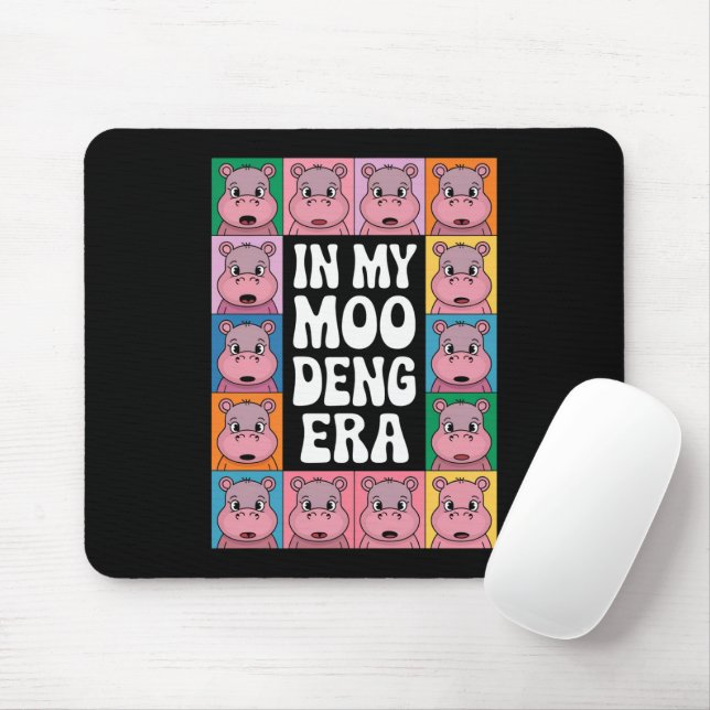 In My Moo Deng Era Moo Deng Hippo Lover Mouse Pad (With Mouse)