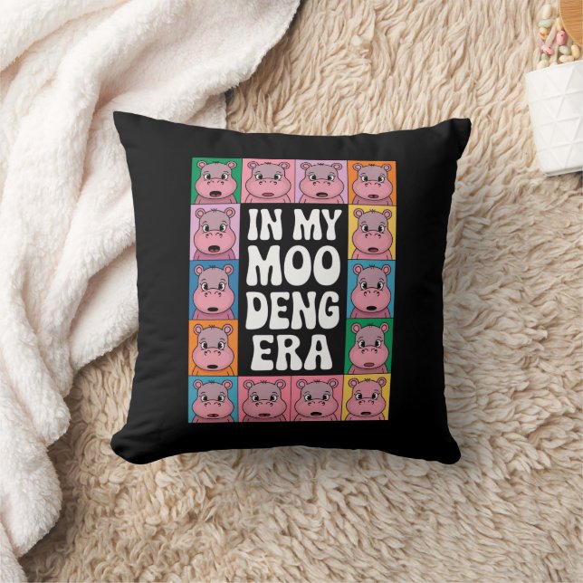 In My Moo Deng Era Moo Deng Hippo Lover Throw Pillow (Blanket)