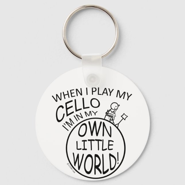 In My Own Little World Cello Keychain (Front)
