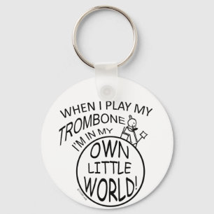 In My Own Little World Trombone Keychain