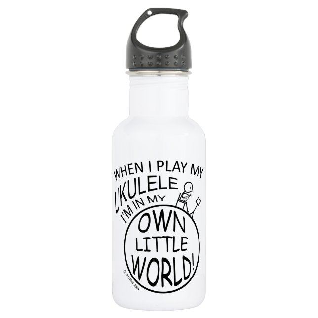 In My Own Little World Ukulele Stainless Steel Water Bottle (Front)