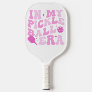In My Pickleball Era   Pink Groovy Lettering Pickleball Paddle