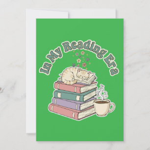 In My Reading Era Cute Cat Cozy Book Lover Aesthe Card