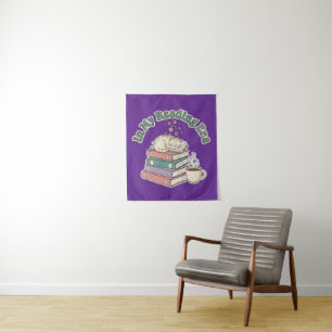 In My Reading Era Cute Cat Cozy Book Lover Aesthe Tapestry