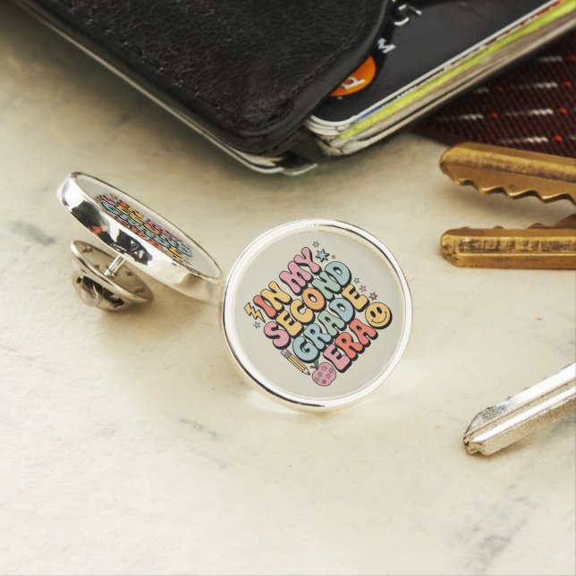 In My Second Grade Era 2nd Grade Teacher Back  Lapel Pin (In Situ)