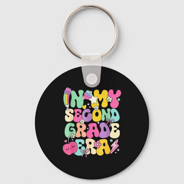 In My Second Grade Era Teachers Women Back To Scho Keychain (Front)