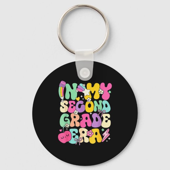 In My Second Grade Era Teachers Women Back To Scho Keychain (Front)